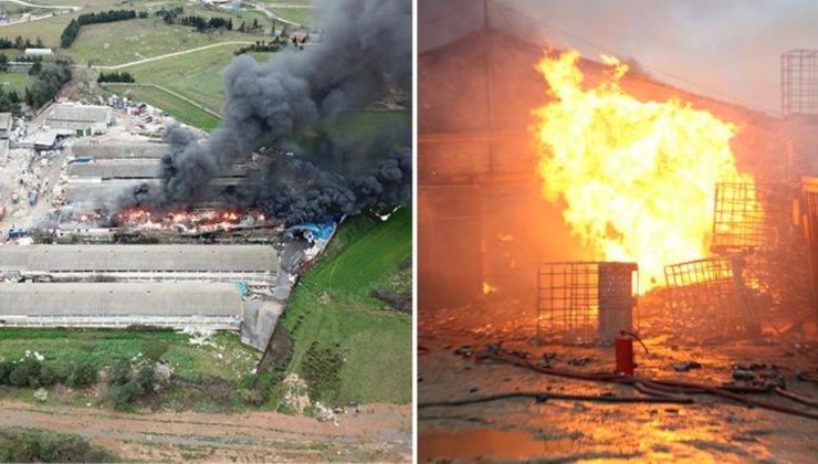 Kocaeli’de kimya fabrikasının deposunda yangın! Alevler gökyüzünü kapladı